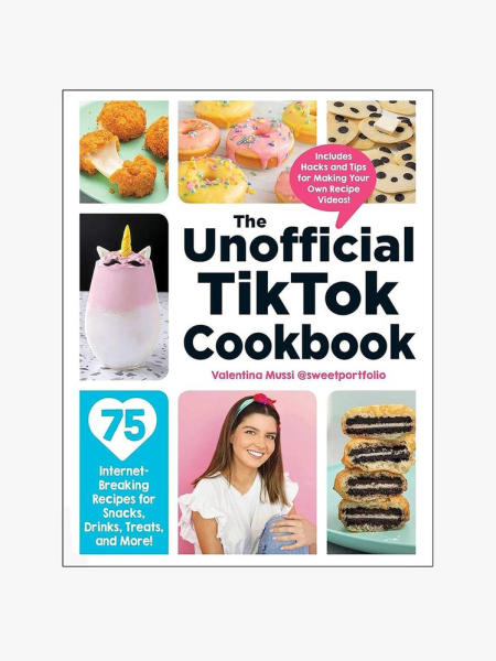 The Unofficial TikTok Cookbook by Valentina Mussi white book cover on light gray background